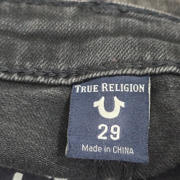 True Religion Halle Mid-Rise Skinny Jeans Skull Patch Black Rinse Wash Size 29 - Picture 12 of 15